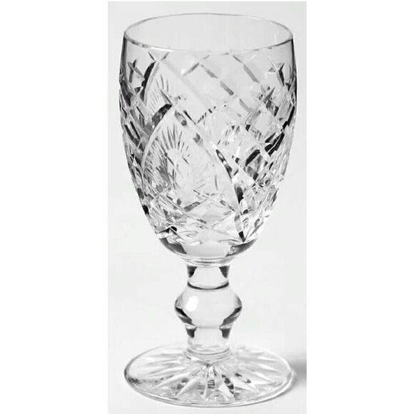 Waterford Crystal 602 Criss Cross Fan Cut Wafer 4.¼" SHERRY STEMS Cordials 5 Pc. - Picture 1 of 10
